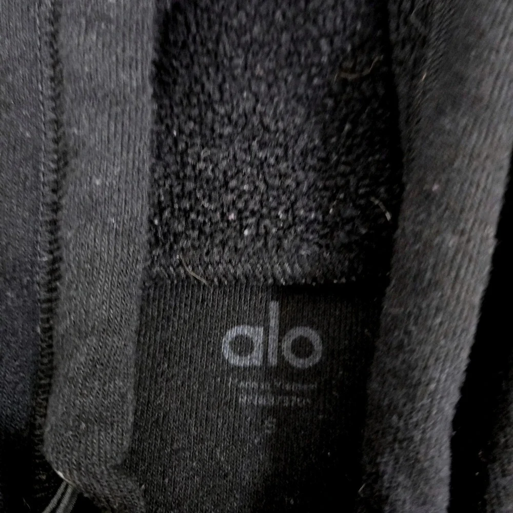 Alo Yoga Womens small‎ Black Sherpa Polar Fleece Mixed Media Pullover Hoodie